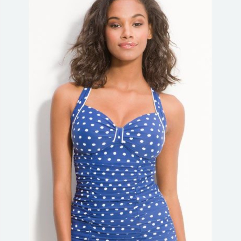 Seafolly-Australia Blue Polka Dot Tankini Set - Size 12DD